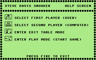 Steve Davis Snooker screenshot 4 for Commodore 64